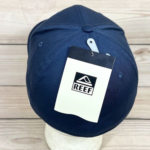 REEF Hat Dark Blue Flex Stretch Fit Jones Semi Curve Cap Logo Patch Beach Surf - Picture 5 of 12